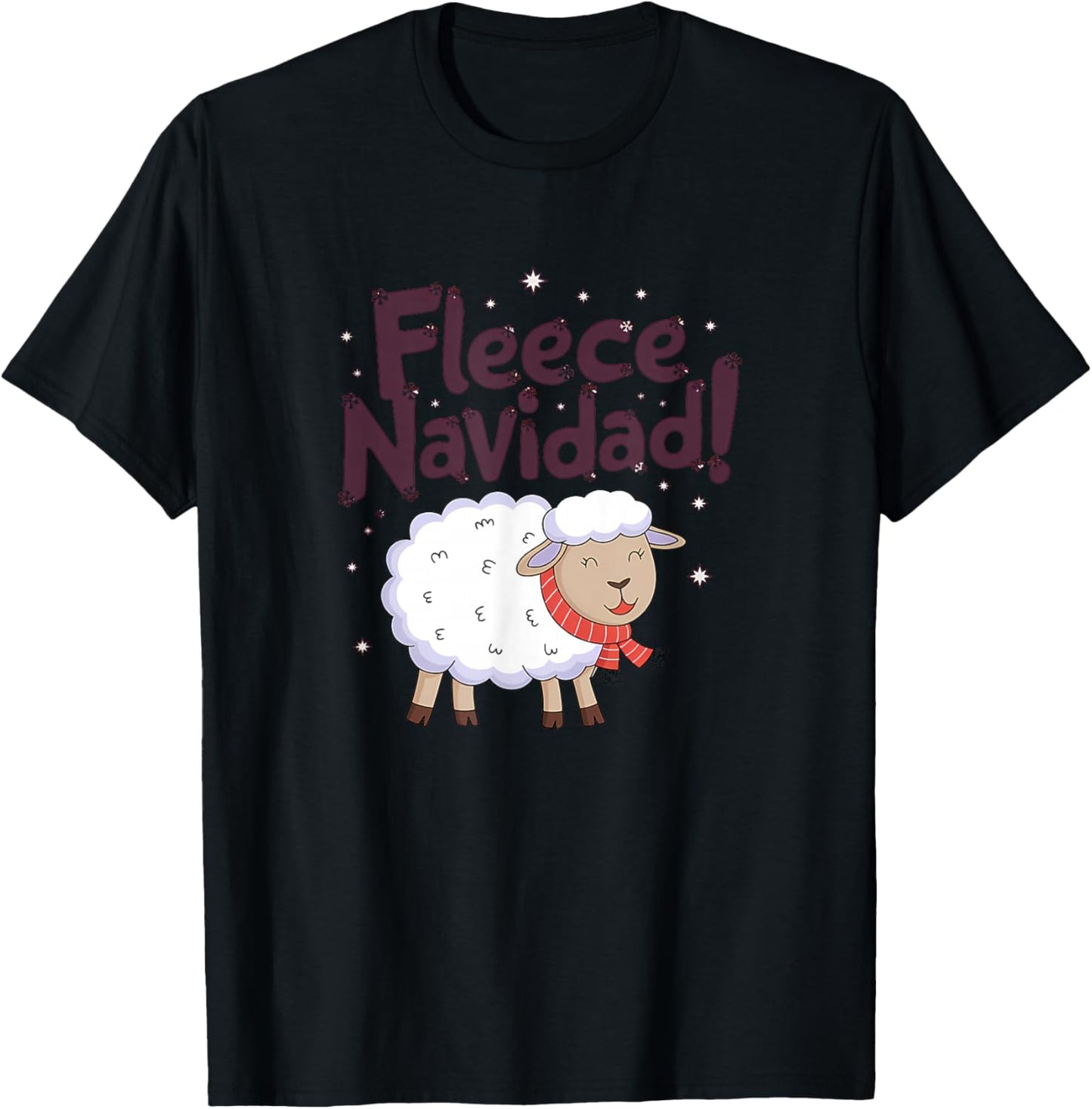 Fleece Navidad Funny Christmas Sheep Festive T-Shirt - T-Shirt | Black