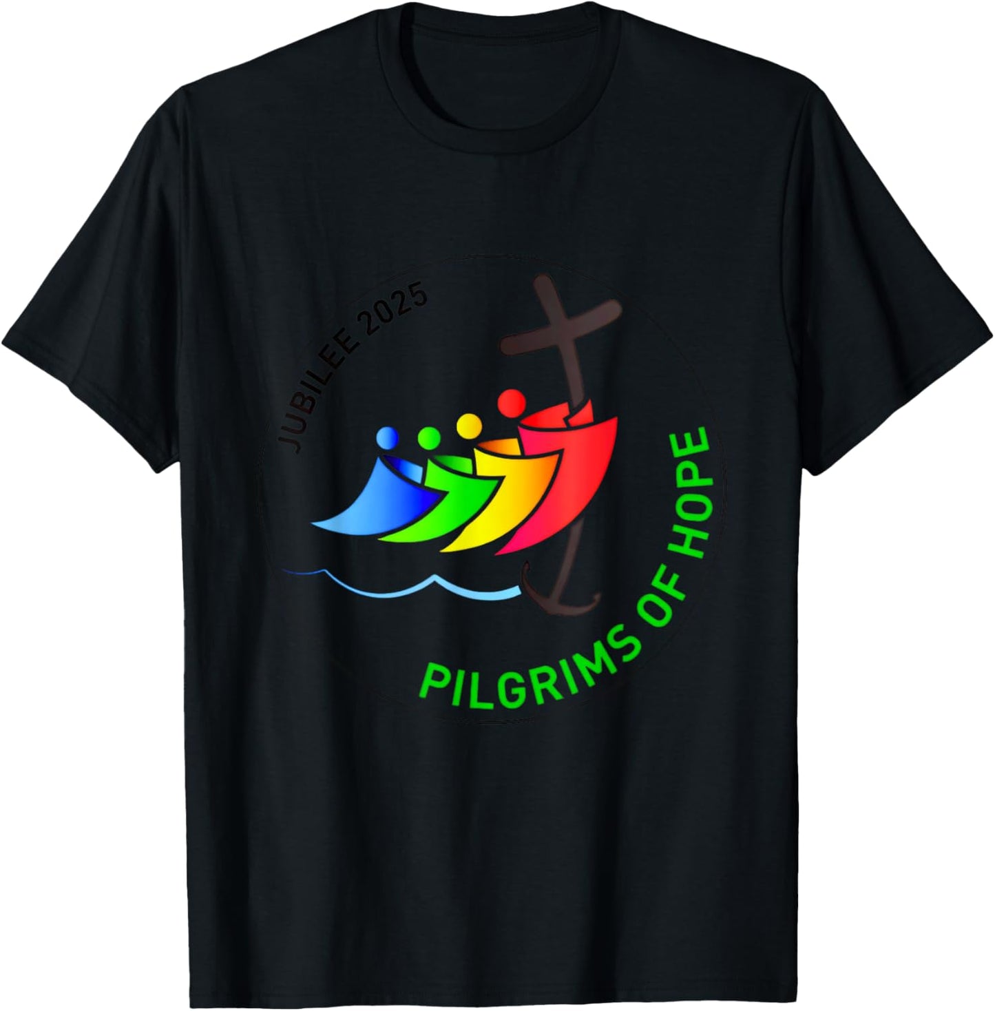 Catholic Jubilee 2025 Stained Glass Pilgrims Of Hope T-Shirt - T-Shirt | Black