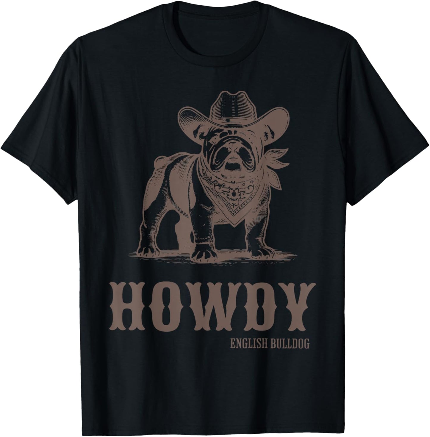 Vintage Howdy English Bulldog Western Country Cowboy Cowgirl T-Shirt - T-Shirt | Black