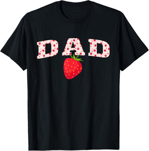 Dad First Birthday Strawberry Family Matching T-Shirt - T-Shirt | Black