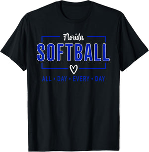 Florida Softball Vintage Kids Team Retro Softball Fan T-Shirt - T-Shirt | Black