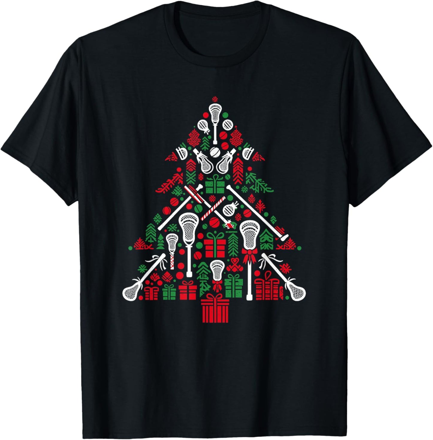 Funny Lacrosse Christmas Tree Player Kids T-Shirt - T-Shirt | Black