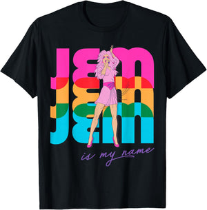 Jem and The Holograms Jem is My Name Colorful Silhouettes T-Shirt - T-Shirt | Black