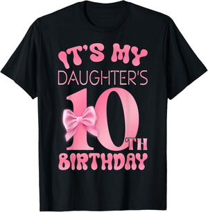 It's My Daughter's 10th Birthday Girl Pink Party Themes T-Shirt - T-Shirt | Black