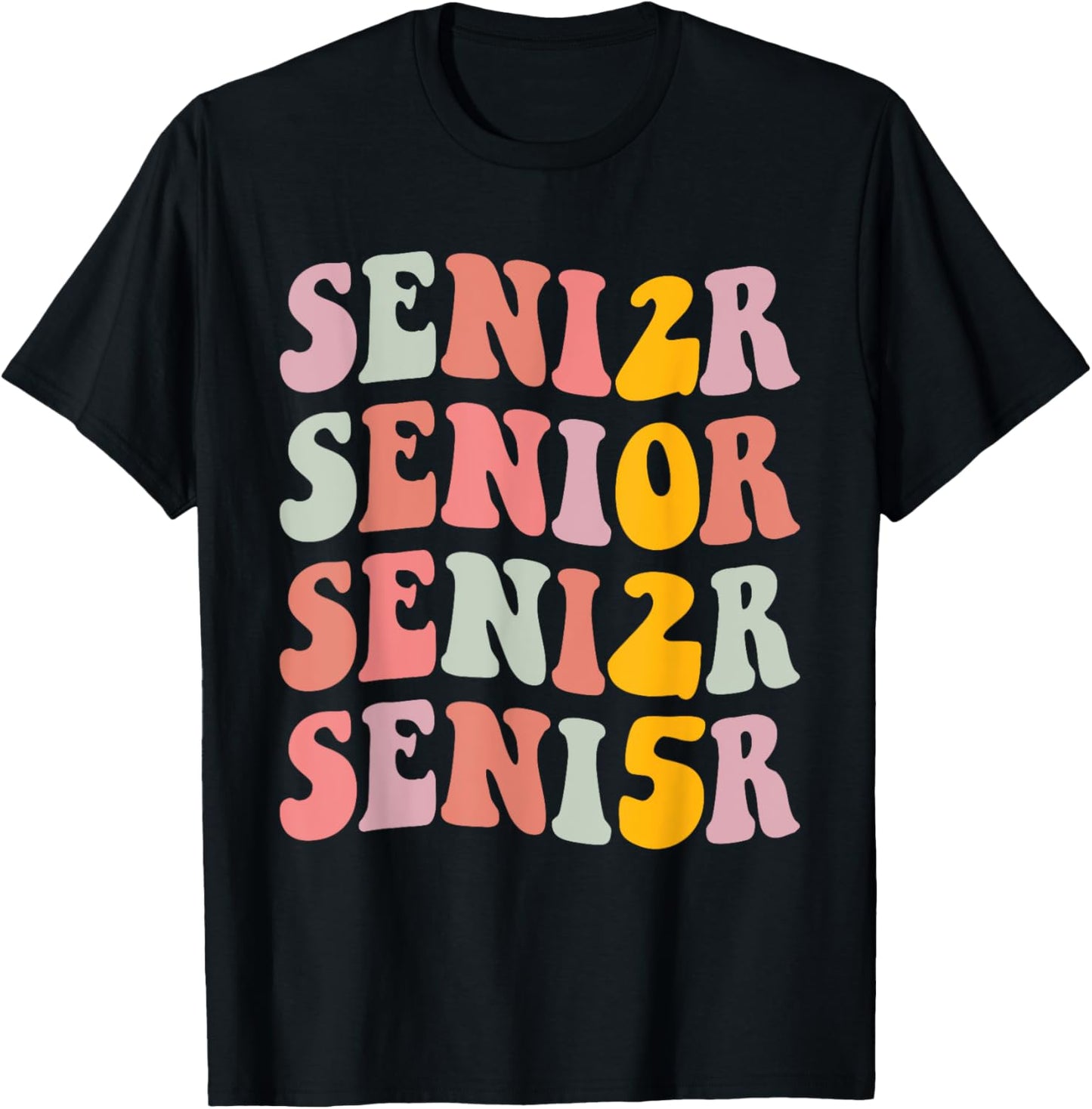 Senior 2025 hippie college graduation class of T-Shirt - T-Shirt | Black