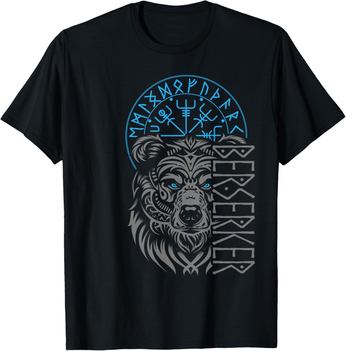 Berserker & Viking Compass - Norse Bear Design T-Shirt - T-Shirt | Black