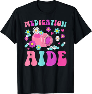 Medication Aide Groovy Med Aide Medication Aides T-Shirt - T-Shirt | Black