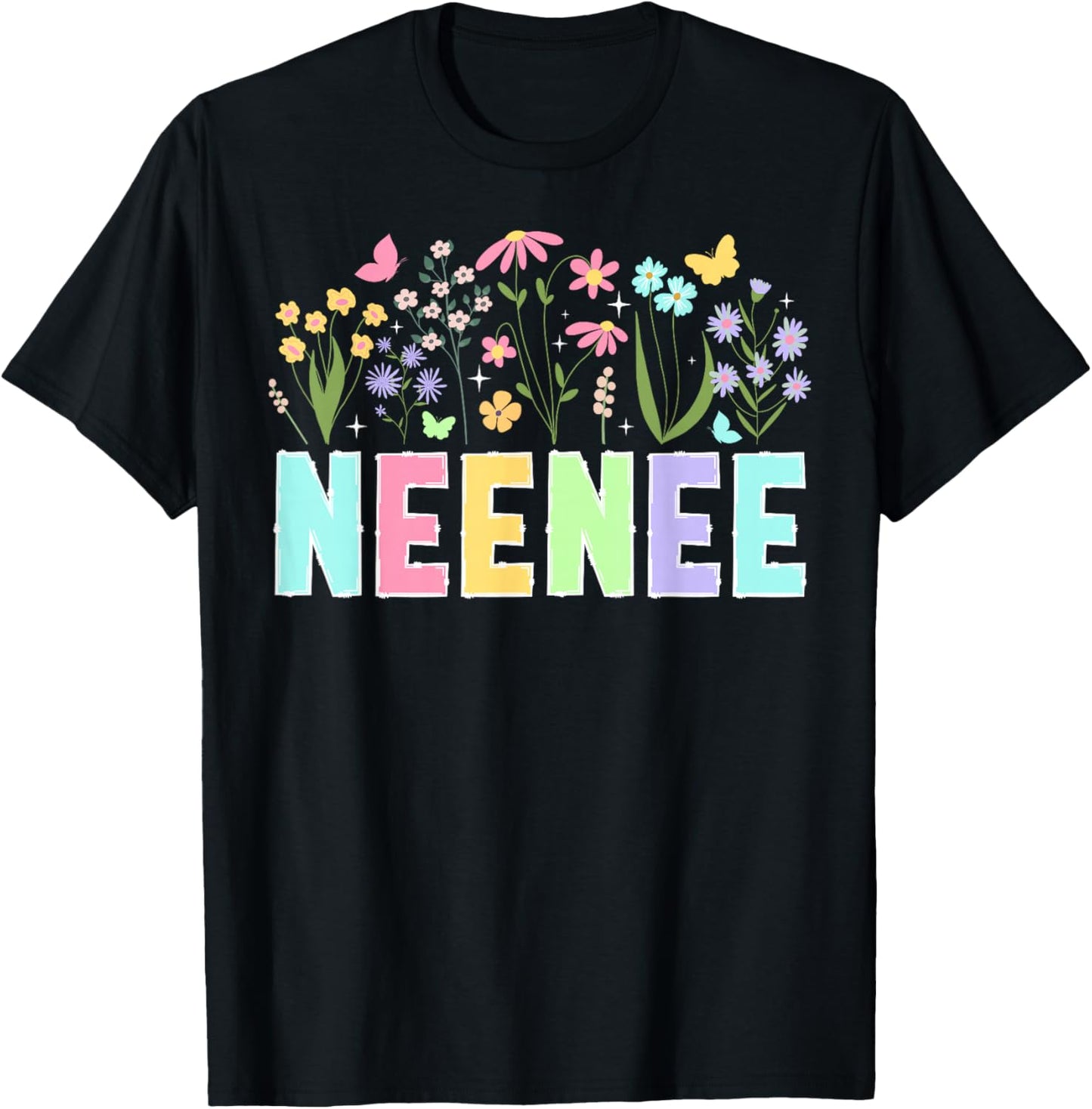 Neenee Flowers Neenee Grandmother Neenee Grandma T-Shirt - T-Shirt | Black