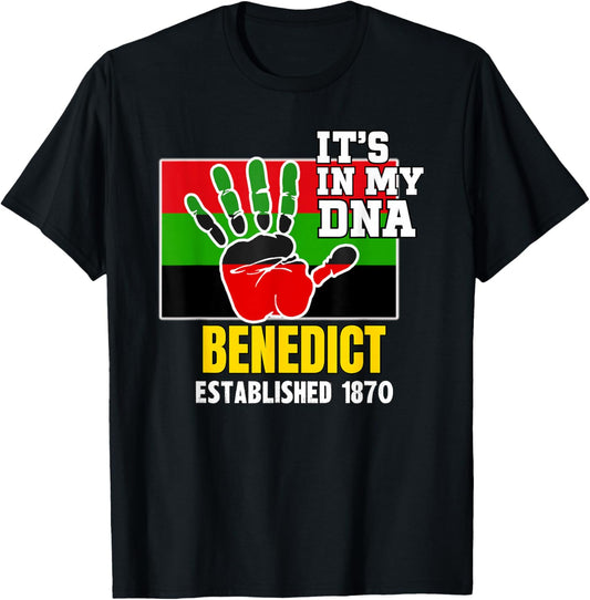 Benedict, BC, Red, Black and Green HBCU T-Shirt - T-Shirt | Black