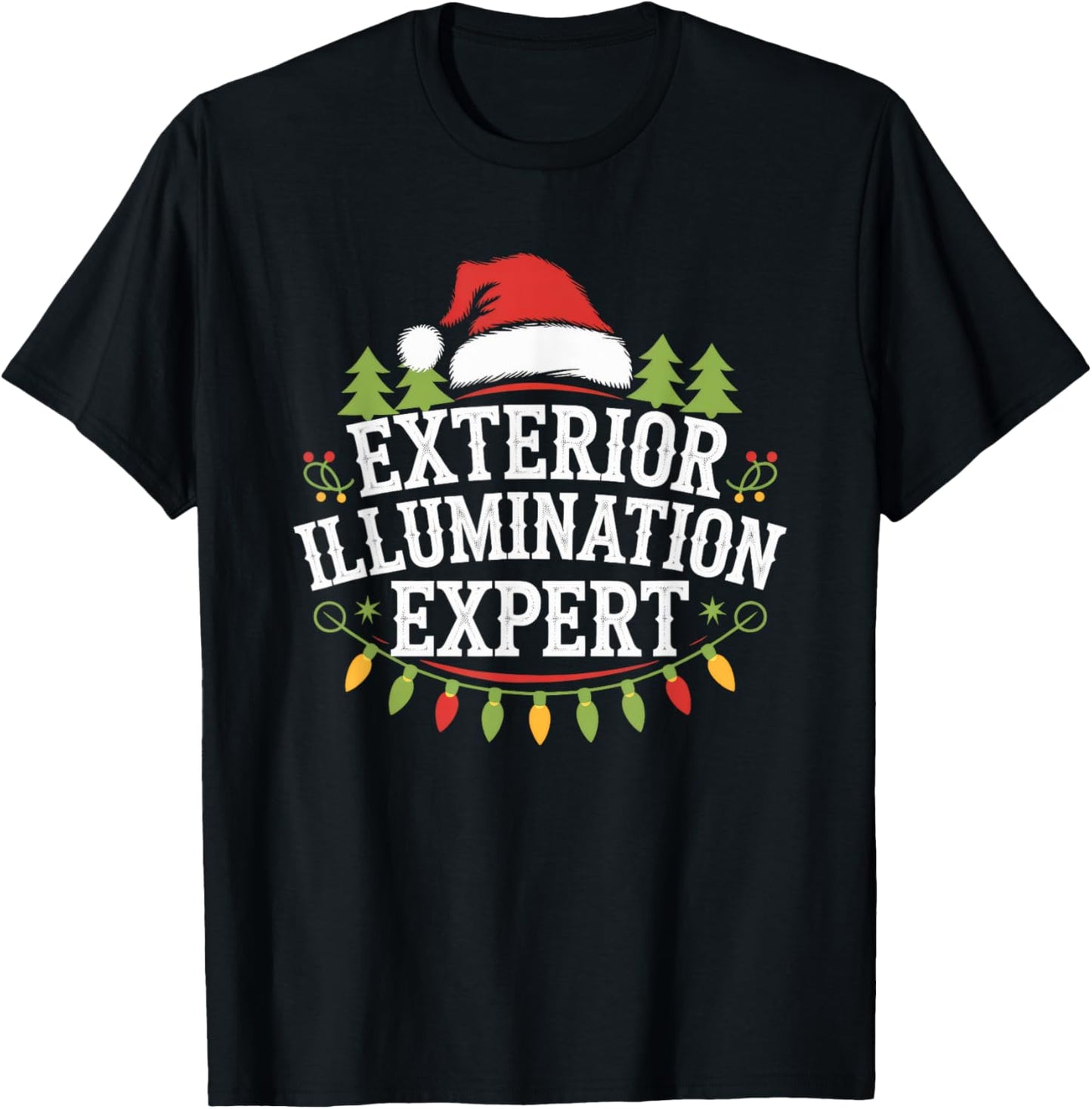 Siouxland Styles Adult Festive Modern Humor Exterior Illumination Expert Black Letter Print T-Shirt - T-Shirt | Black
