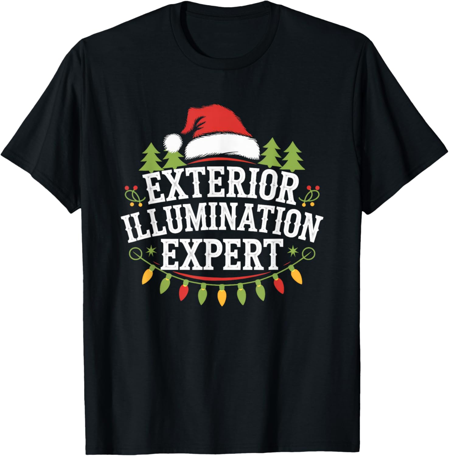 Siouxland Styles Adult Festive Modern Humor Exterior Illumination Expert Black Letter Print T-Shirt - T-Shirt | Black