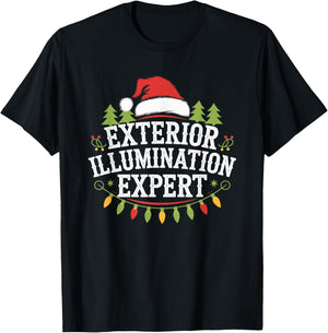 Siouxland Styles Adult Festive Modern Humor Exterior Illumination Expert Black Letter Print T-Shirt - T-Shirt | Black