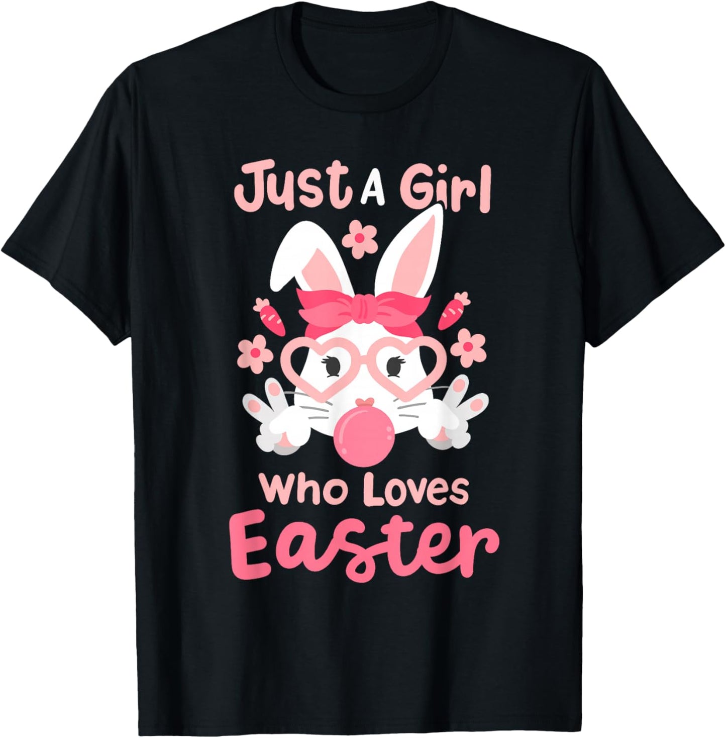 A Girl Who Loves Easter Cute Bunny Family Matching Kids T-Shirt - T-Shirt | Black