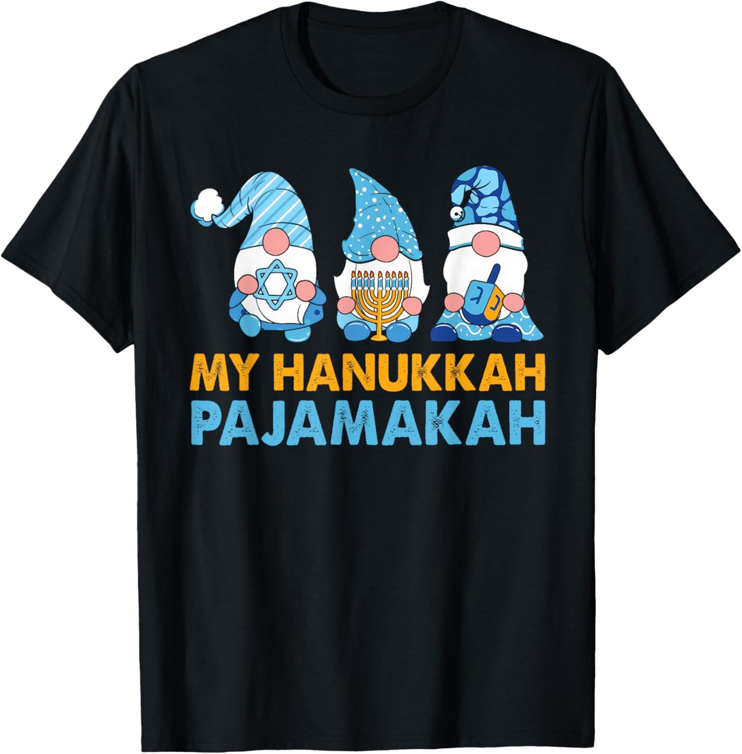 My Hanukkah Pajamakah Funny Chanukah Pajamas Xmas Women Kids T-Shirt - T-Shirt | Black