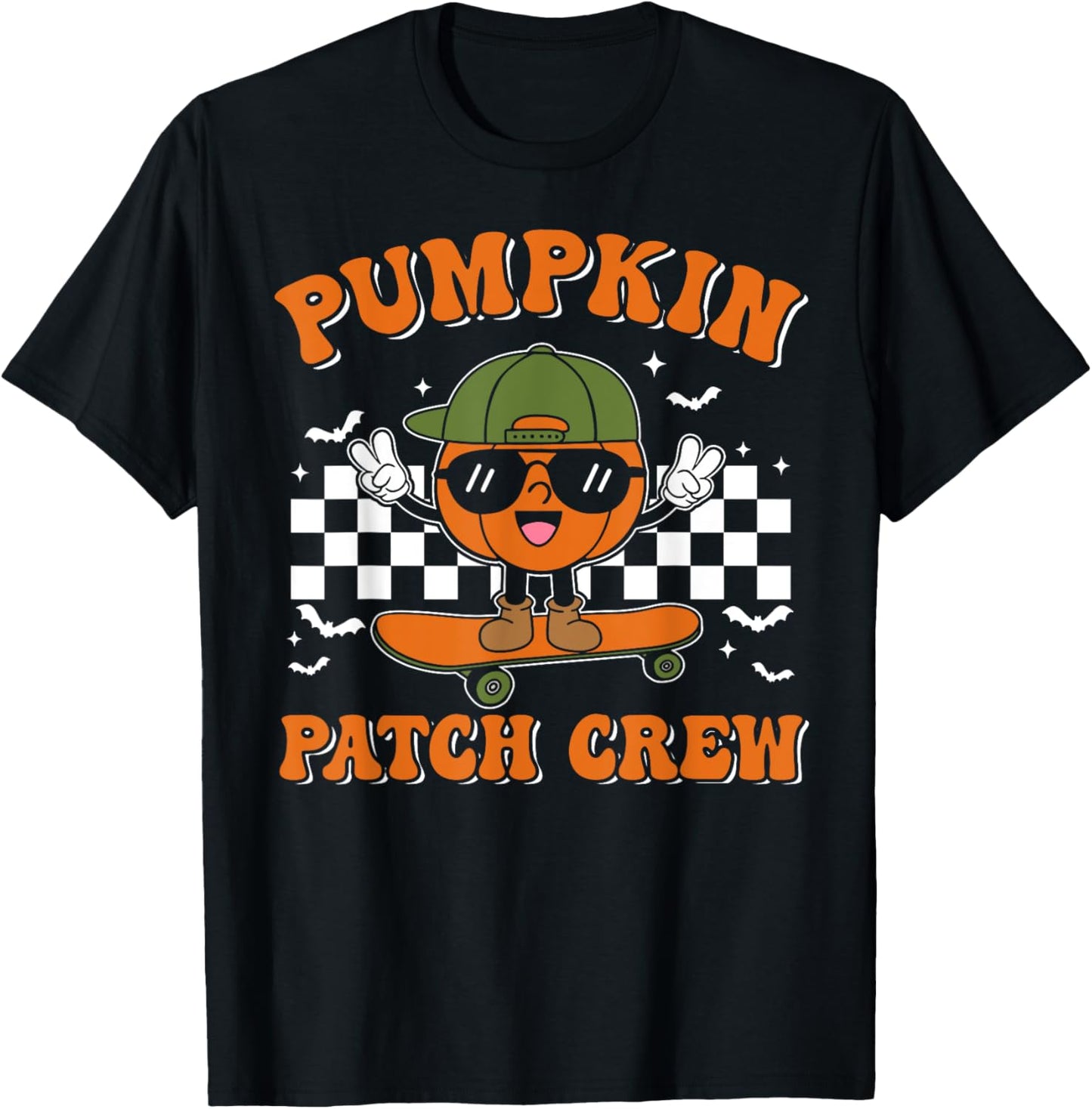 Groovy Pumpkin Patch Crew Pumpkin Patch Crew Fall Halloween T-Shirt - T-Shirt | Black