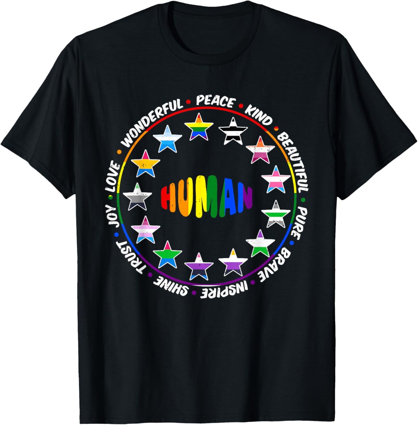 Human Rainbow LGBTQ Pride Equality Inclusion Positive Gay T-Shirt - T-Shirt | Black