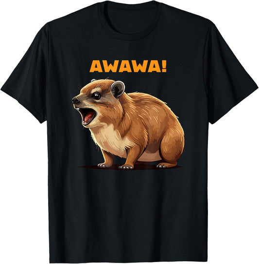 Rock Hyrax Lover Awawa Funny Groundhog Dassie T-Shirt - T-Shirt | Black