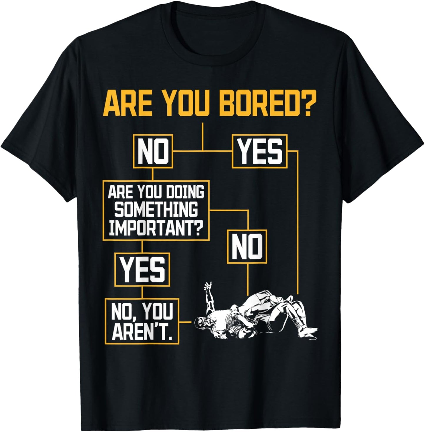 Funny Wrestling Flowchart Takedown Humor T-Shirt - T-Shirt | Black
