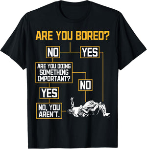 Funny Wrestling Flowchart Takedown Humor T-Shirt - T-Shirt | Black