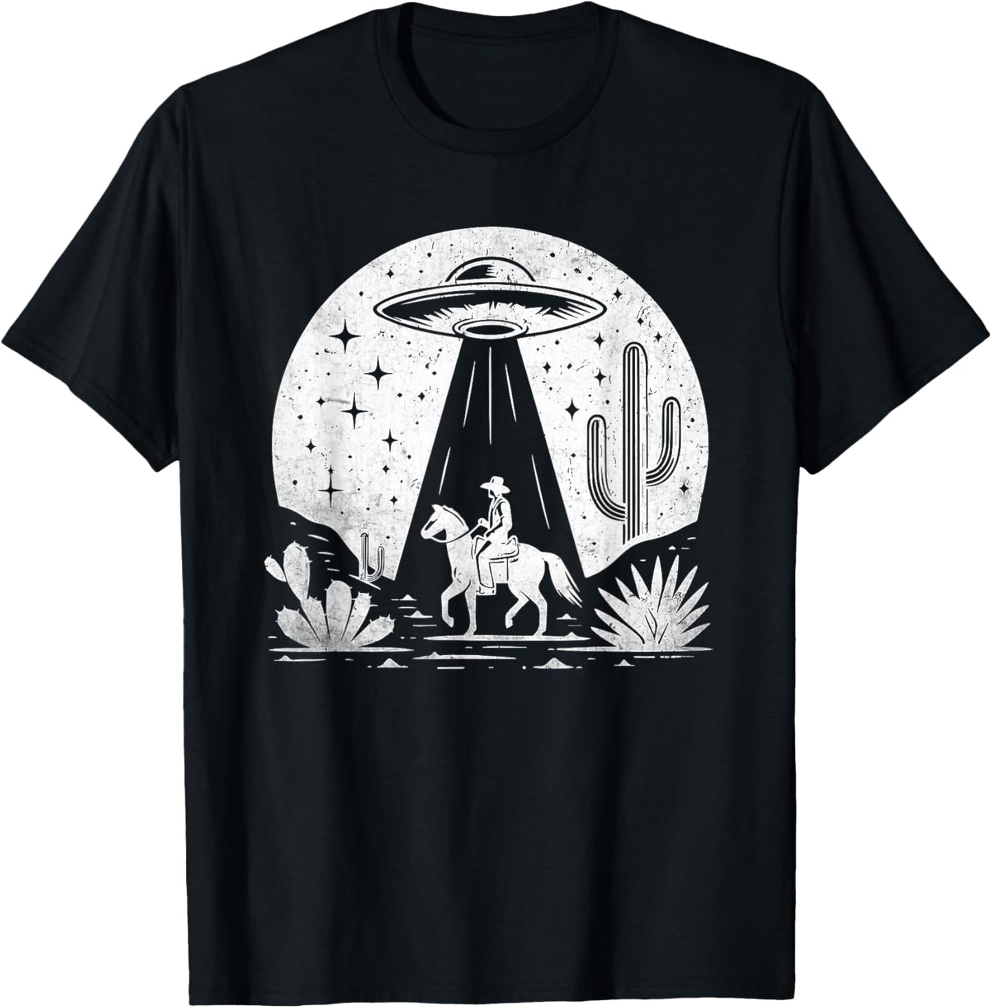 UFO Western Retro Vintage Cowboy Western Rodeo Howdy Alien T-Shirt - T-Shirt | Black