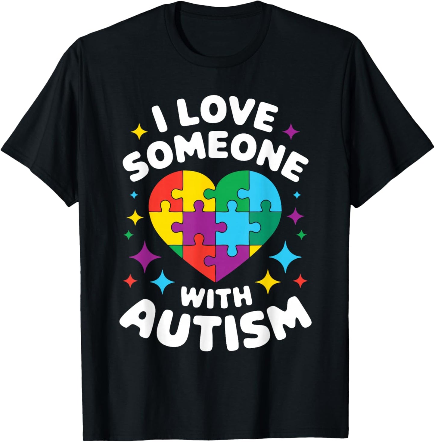 I Love Someone with Autism Awareness Heart Men Women Kids T-Shirt - T-Shirt | Black