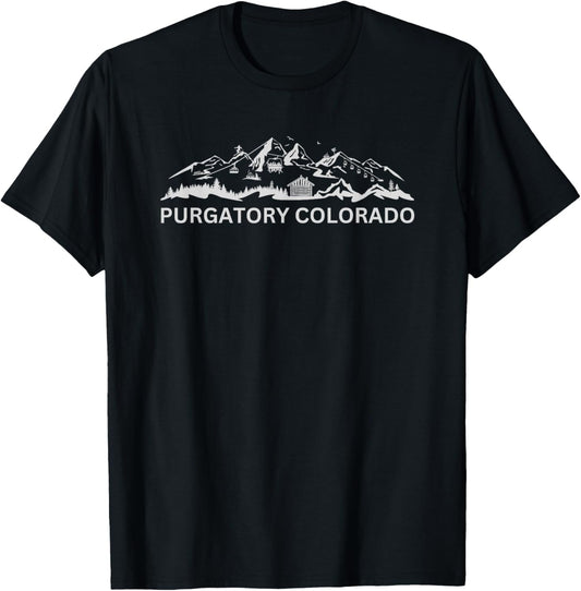 Purgatory Colorado Ski Resort Mountain Silhouette T-Shirt - T-Shirt | Black