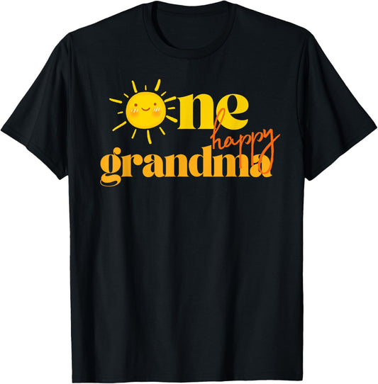 One Happy Grandma Birthday First Trip Around The Sun Bday T-Shirt - T-Shirt | Black