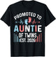 Promoted to Auntie of Twins Est 2026 Twin Baby Shower T-Shirt - T-Shirt | Black