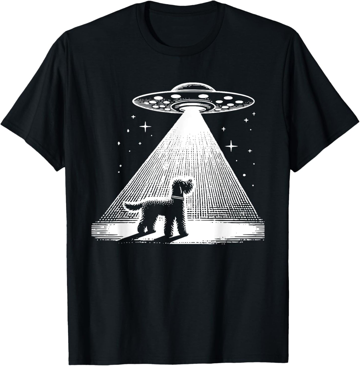 Whoodle Mom Dad Dog - Funny Alien UFO T-Shirt - T-Shirt | Black