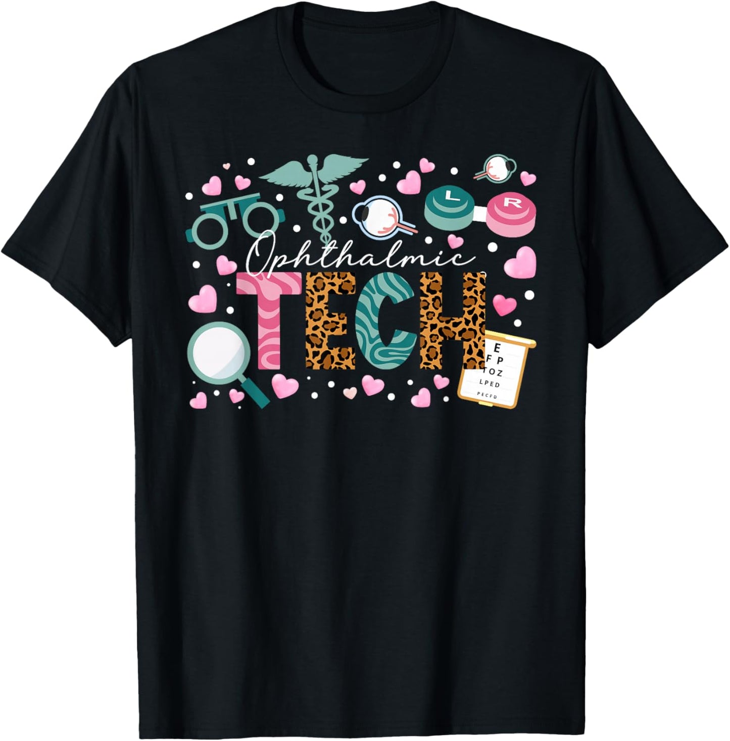 Ophthalmic Tech Leopard Ophthalmology Technician T-Shirt - T-Shirt | Black