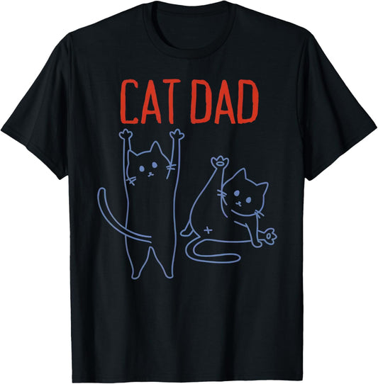Cat Dad Cat Lover Funny Cat Minimalist Cat Family Matching T-Shirt - T-Shirt | Black