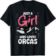 Cool Orca Whale Design For Girls Women Kids Ocean Orca Lover T-Shirt - T-Shirt | Black