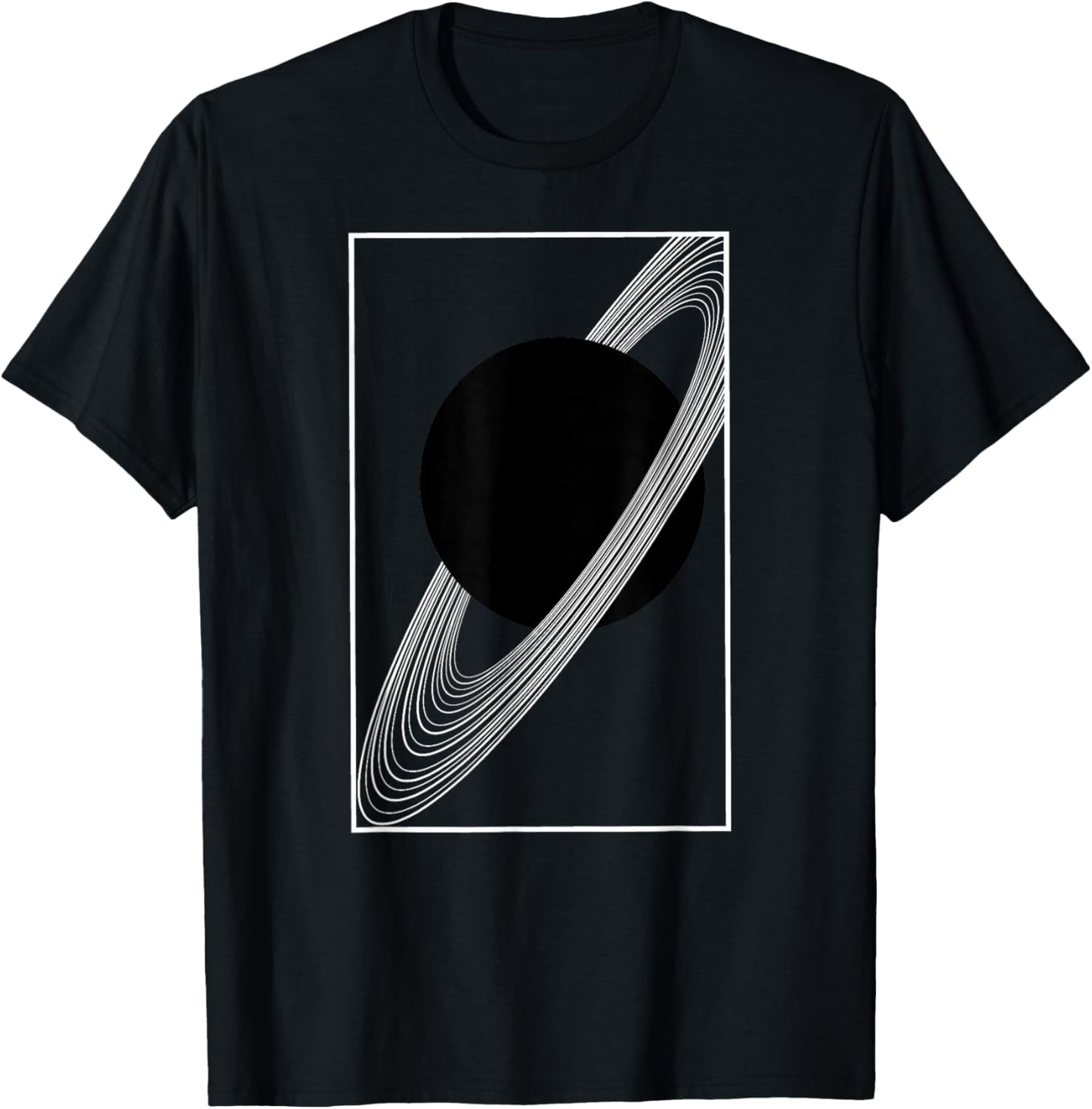 Rings of Saturn | Minimalist Astronomy Solar Planet System T-Shirt - T-Shirt | Black