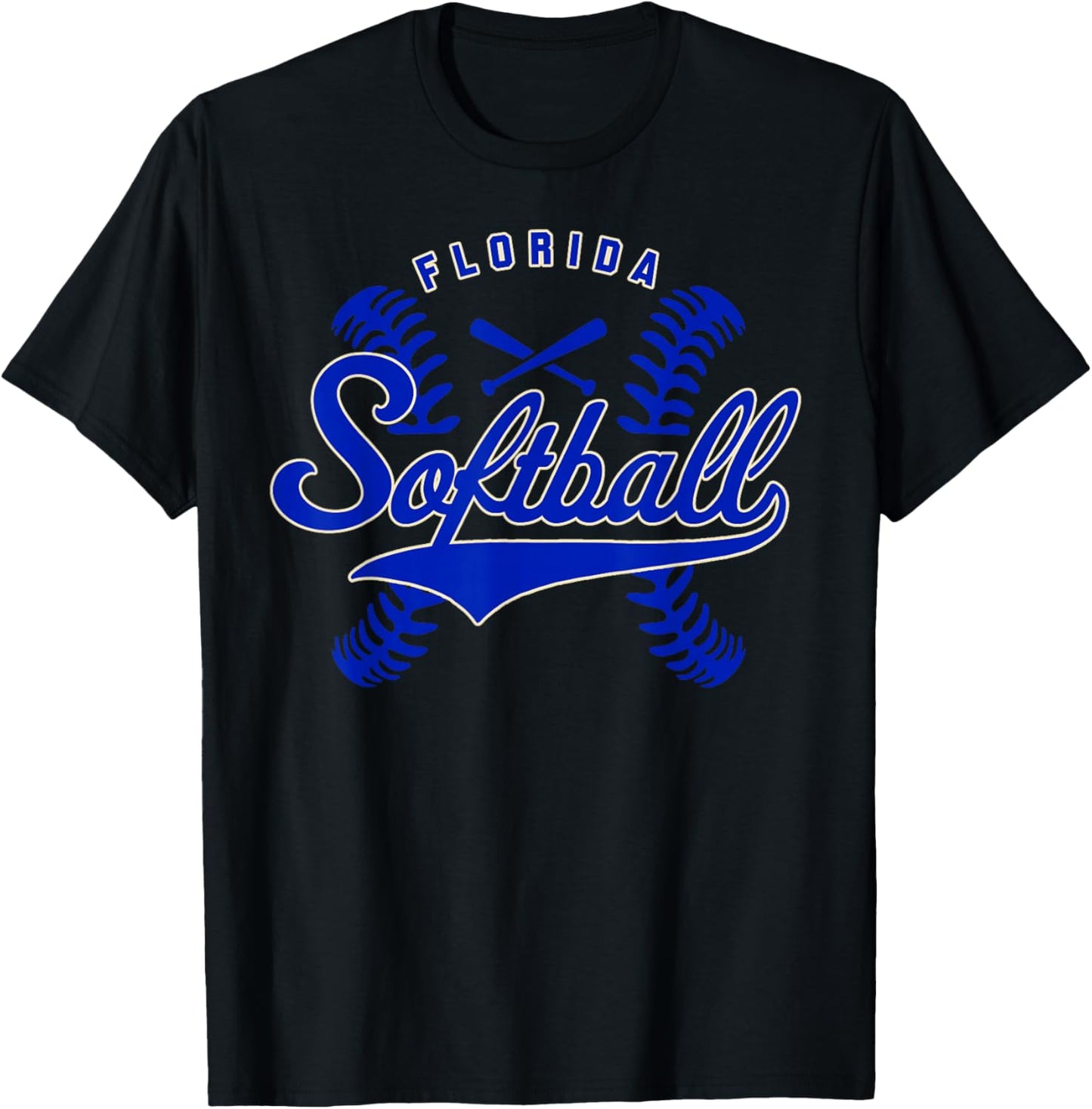 Florida Softball Vintage Kids Team Retro Softball Fan T-Shirt - T-Shirt | Black