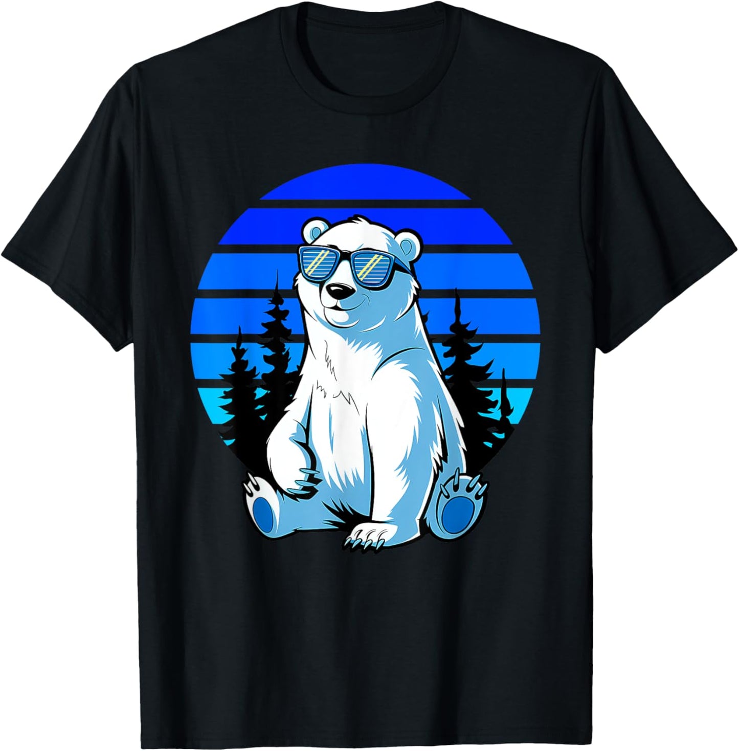 Arctic Animal Polar Bear Lover Cool Sunglasses Polar Bear T-Shirt - T-Shirt | Black