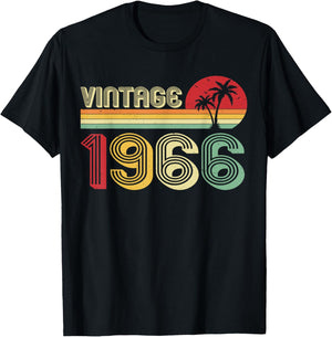 Vintage 1966 60th Birthday Retro Palm Trees 60 Years Old T-Shirt - T-Shirt | Black