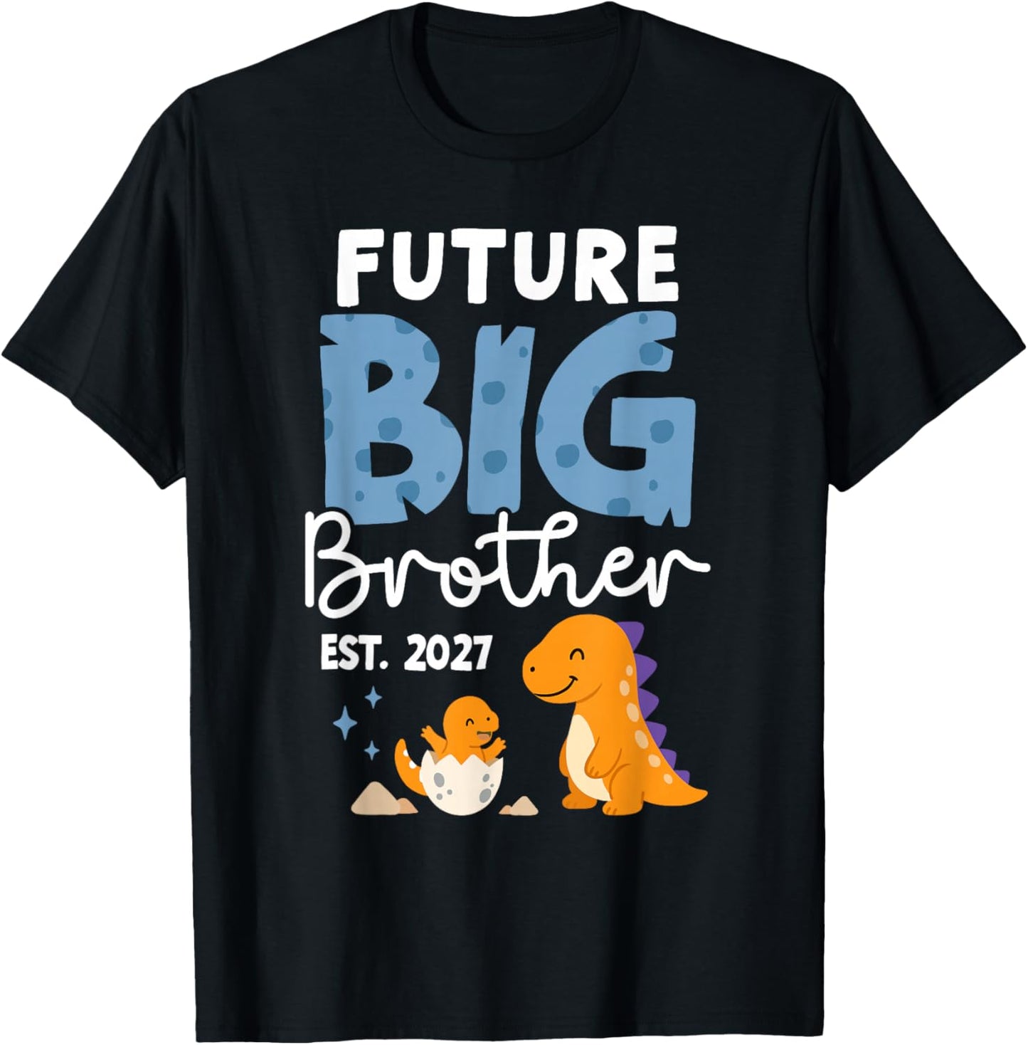 Future Big Brother Est 2027 First Time Big Brother Dinosaur T-Shirt - T-Shirt | Black