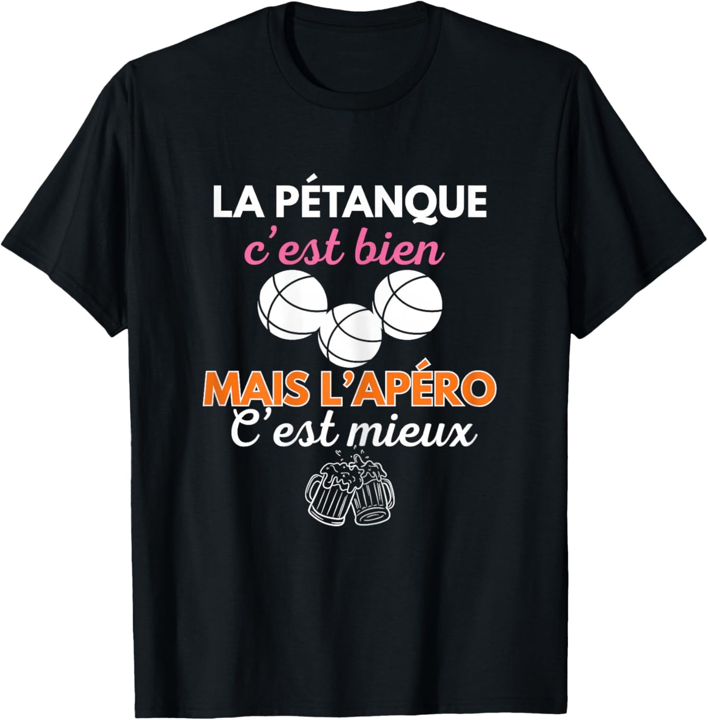 Pétanque Apéro Humour Femme Cadeau Bouliste Fête Mères T-Shirt - T-Shirt | Black