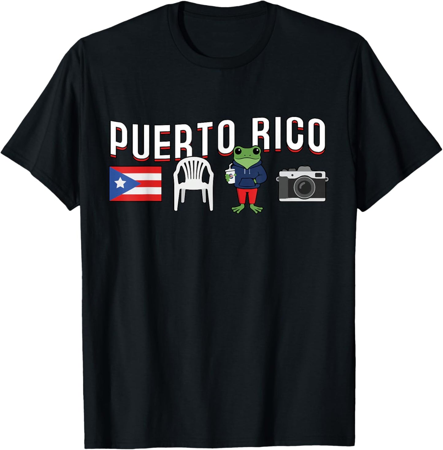 Porto Rico Frog Coqui Drapeau hispanique Porto Rico T-Shirt - T-Shirt | Black