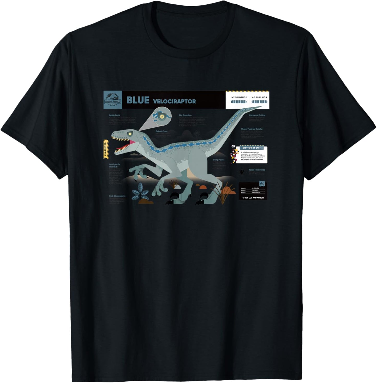 Jurassic World Blue Velociraptor Profile T-Shirt - T-Shirt | Black