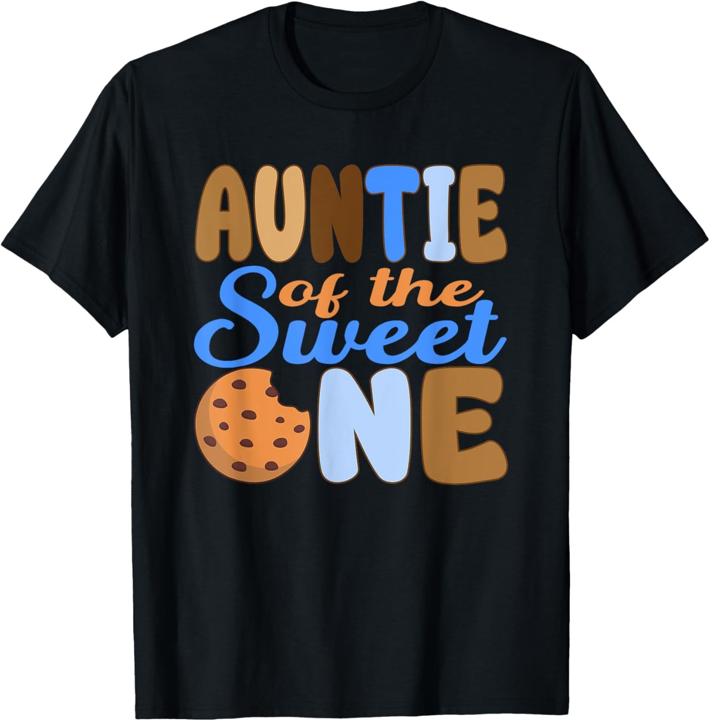 Auntie of The Sweet One 1st Birthday Cookie Bday Party T-Shirt - T-Shirt | Black