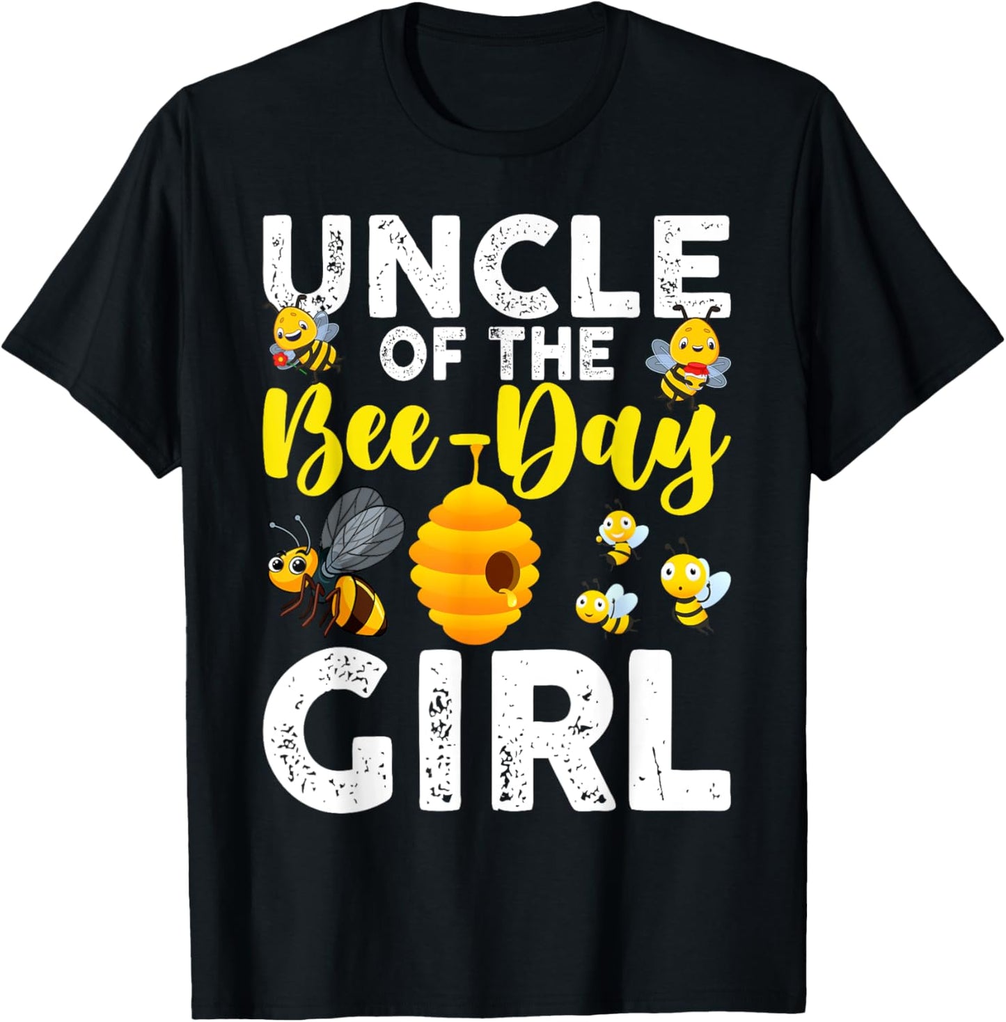 Uncle of the Bee-Day Girl Bee Birthday Party Matching Family T-Shirt - T-Shirt | Black