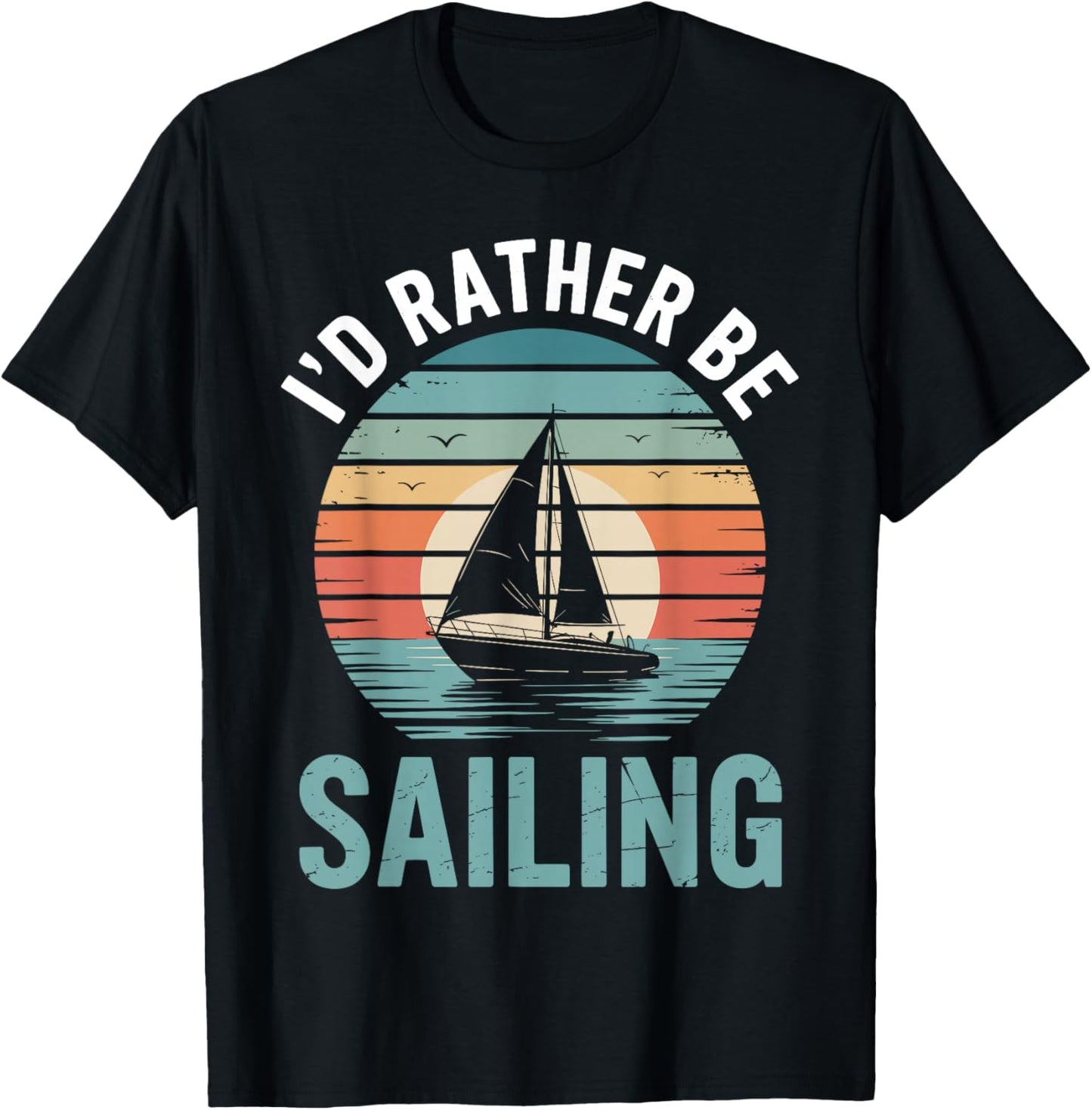 Cool Sailing Art Women Kids Sail Boat Sailor Sailing T-Shirt - T-Shirt | Black