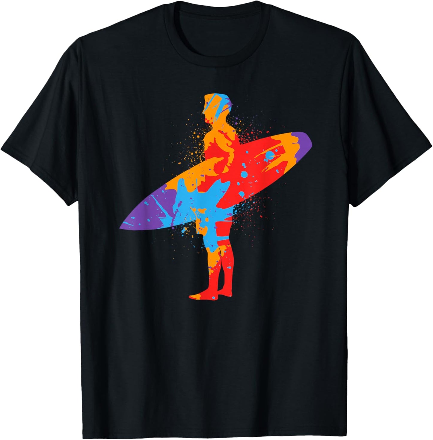 Surf Beach Colorful Surfboard Surfers Boys Men Kids Surfing T-Shirt - T-Shirt | Black