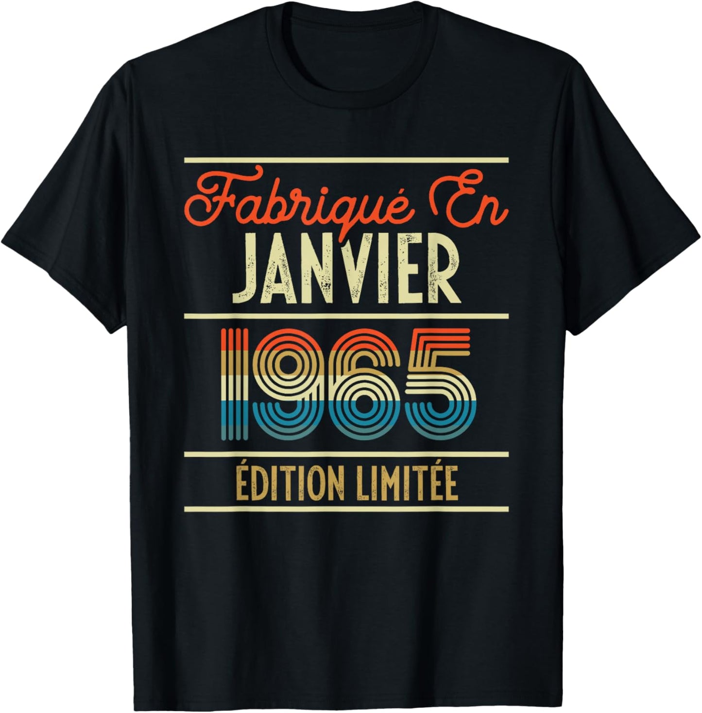 61 Ans Anniversaire Millésime Vintage Homme Janvier 1965 T-Shirt - T-Shirt | Black