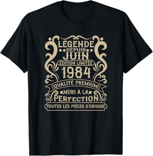Juin 1984-42 Ans Anniversaire Cadeau Vintage 1984 Haut de Gamme T-Shirt - T-Shirt | Black