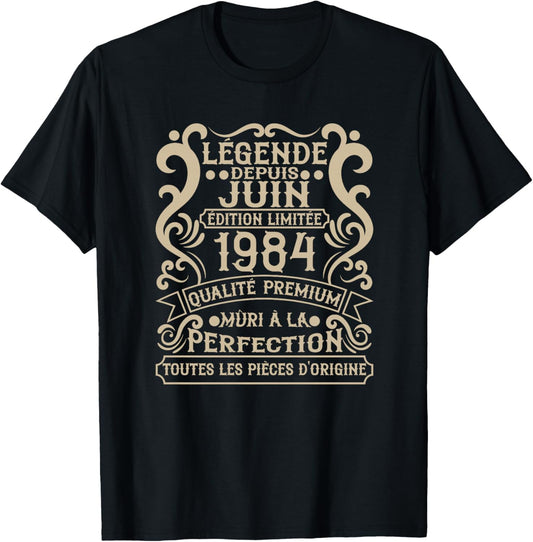 Juin 1984-42 Ans Anniversaire Cadeau Vintage 1984 Haut de Gamme T-Shirt - T-Shirt | Black