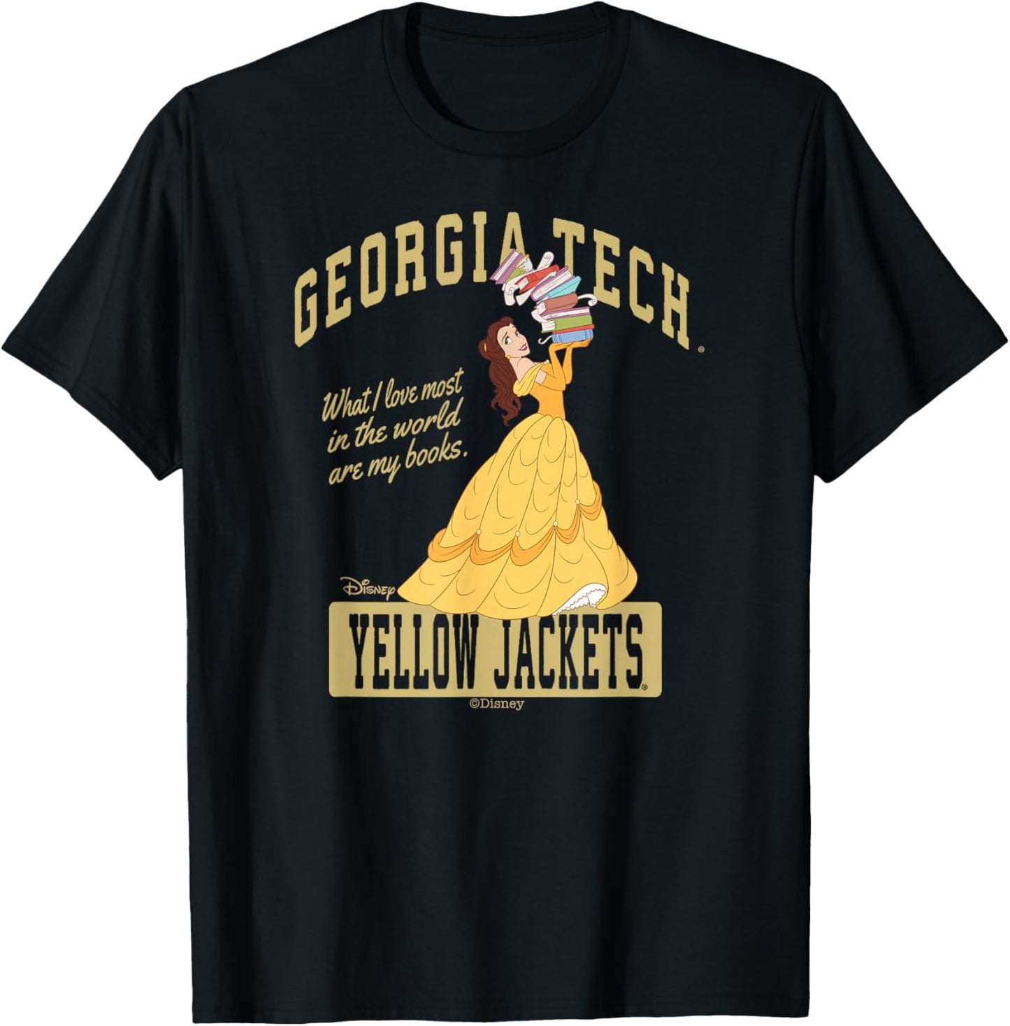 Georgia Tech Yellow Jackets Princess Belle Navy T-Shirt - T-Shirt | Black