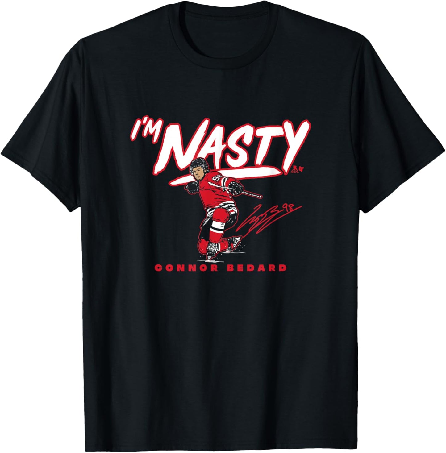 Connor Bedard - I'm Nasty - Chicago Hockey T-Shirt - T-Shirt | Black