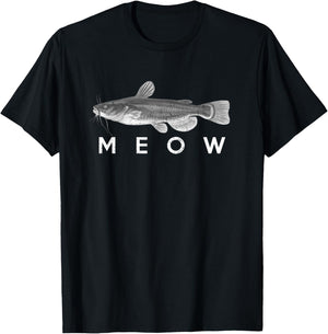 Catfish Shirt Meow Funny Catfishing Fishing Fisherman T-Shirt - T-Shirt | Black
